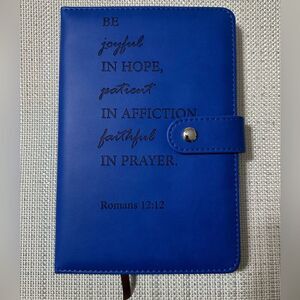Blue Bible Verse Pink Hearts Faux Leather Bound Journal